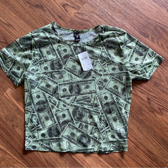 Windsor size large sheer money print top BNWT - Picture 1 of 5